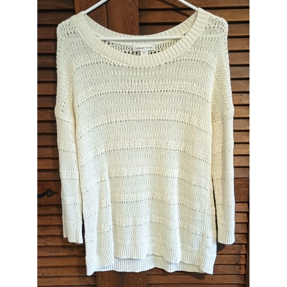 Y2K Fairy Open Knit Crochet Sweater Sz L 14 Cottagecore Dainty Country Boho